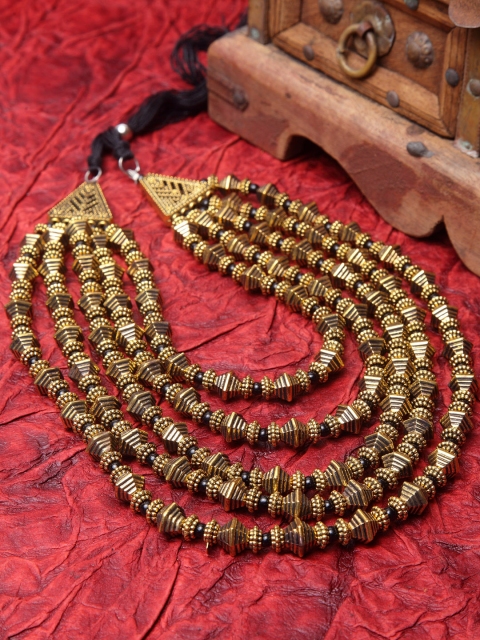 

Moedbuille Gold-Toned German Silver Brass-Plated Oxidised Necklace