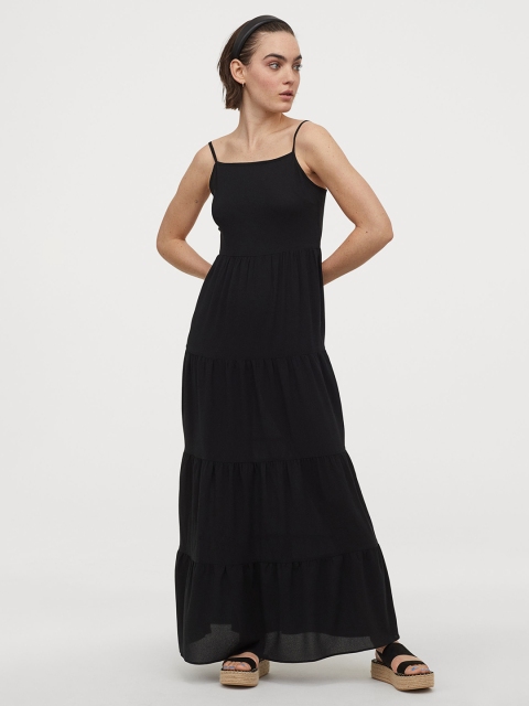 

H&M Women Black Solid Crepe Maxi Sustainable Dress