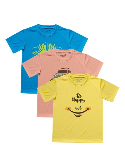 

mezmoda Boys Pack of 3 Printed Round Neck T-shirts, Yellow