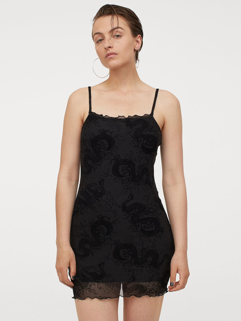 

H&M Women Black Self Design Bodycon Dress