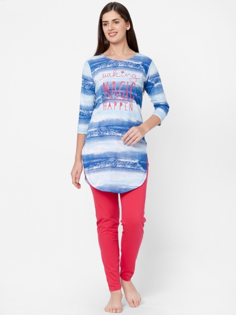 

Juliet Women Blue & Red Printed Night Suit