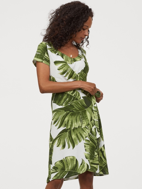 

H&M MAMA Green & White Tropical Print Nursing Dress