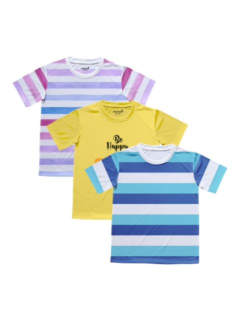 

mezmoda Boys Pack Of 3 Striped Round Neck T-shirt, Blue