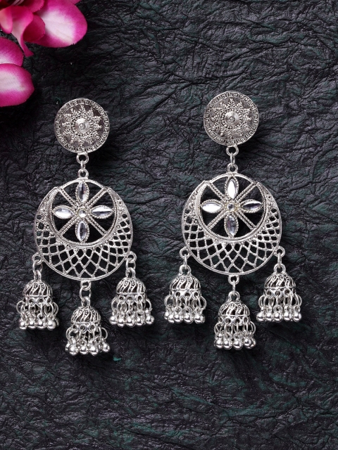 

Moedbuille Oxidized Silver-Toned Brass-Plated Filigree Classic Chandbalis