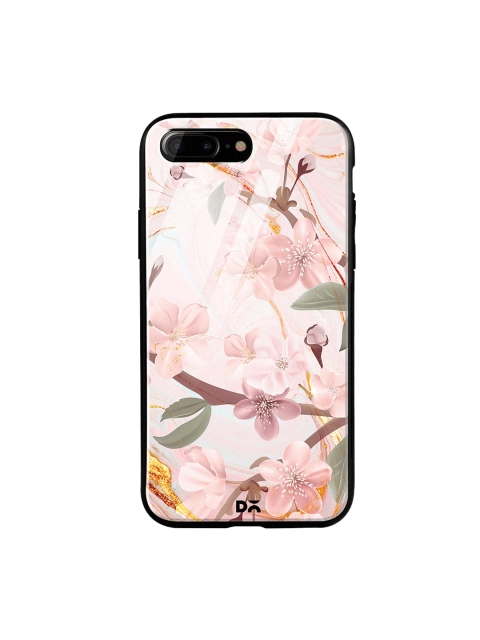 

DailyObjects Pink & Green Marble Floral Print iPhone 7 Plus Glass Case