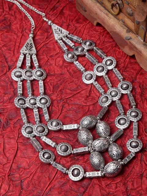 

Moedbuille Women Silver-Plated Handcrafted Multistrand Antique Necklace