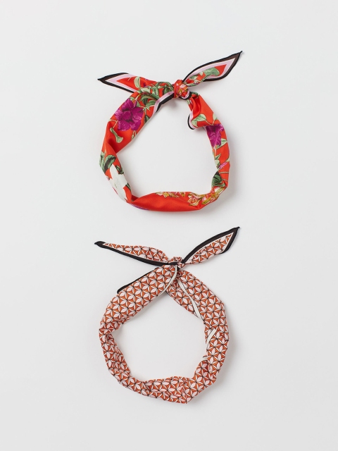 

H&M Women Red Printed 2-Pack Scarves/Hairbands