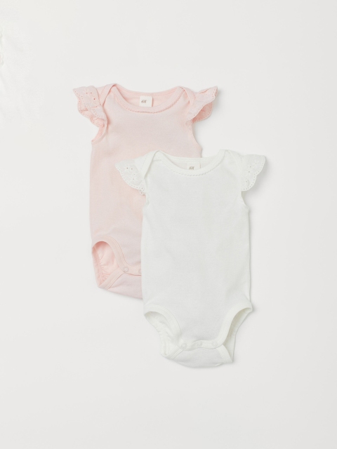 

H&M Infants Girls 2-Pack Bodysuits, White