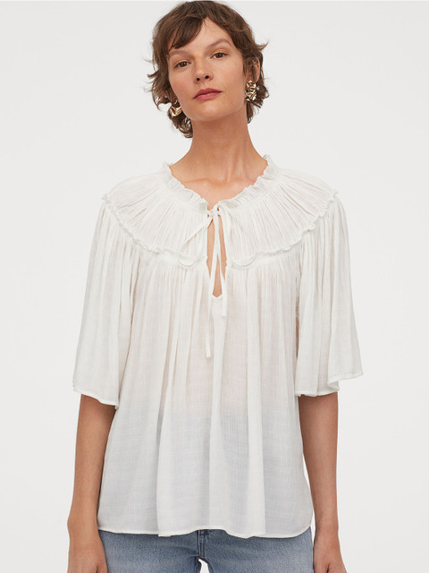

H&M Women White Solid A-Line Top