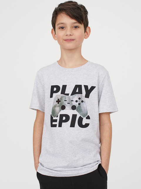 

H&M Boys Grey Printed Round Neck T-shirt