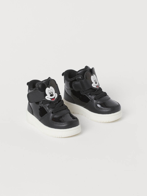 

H&M Unisex Kids Black Mickey Mouse Embellished Hi-Top Trainers