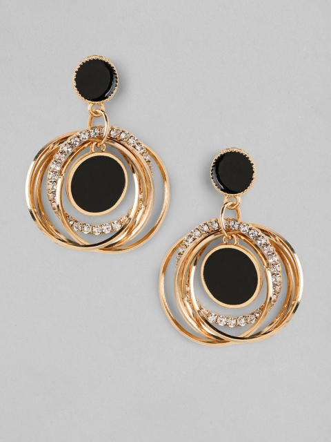 

TOKYO TALKIES X rubans FASHION ACCESSORIES Black Gold Plated Handcrafted CZ Drop Earrings