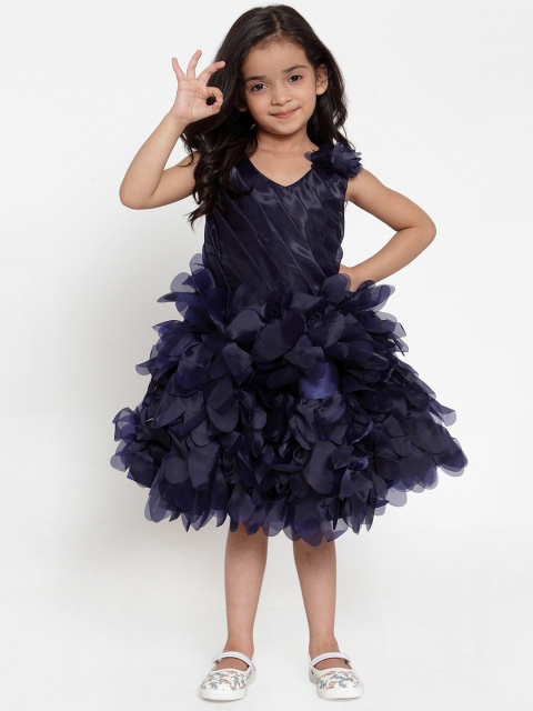 

Aarika Girls Navy Blue Solid Fit and Flare Dress