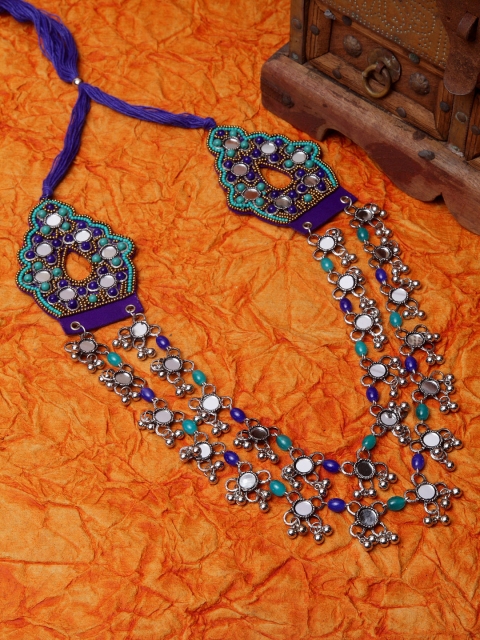 

Moedbuille German Silver Brass-Plated Handcrafted Afghan Necklace, Blue