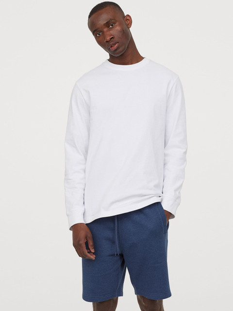 

H&M Men Navy Blue Solid Regular Fit Sweatshirt Shorts