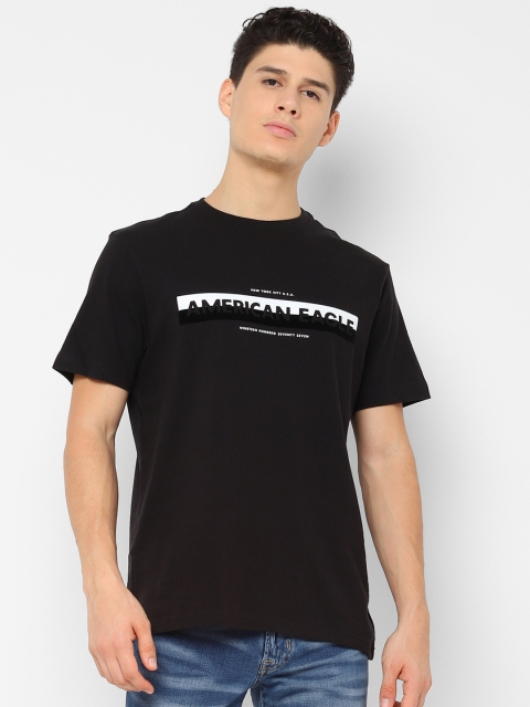 

AMERICAN EAGLE OUTFITTERS Men Black Printed Round Neck T-shirt