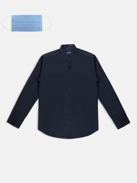 

Lil Tomatoes Boys Navy Blue Regular Fit Solid Casual Shirt