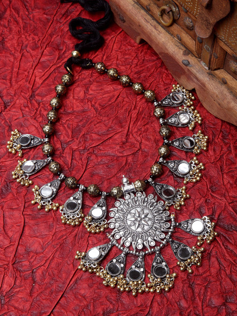 

Moedbuille Gold-Toned & German Silver Brass-Plated Mirror Statement Necklace
