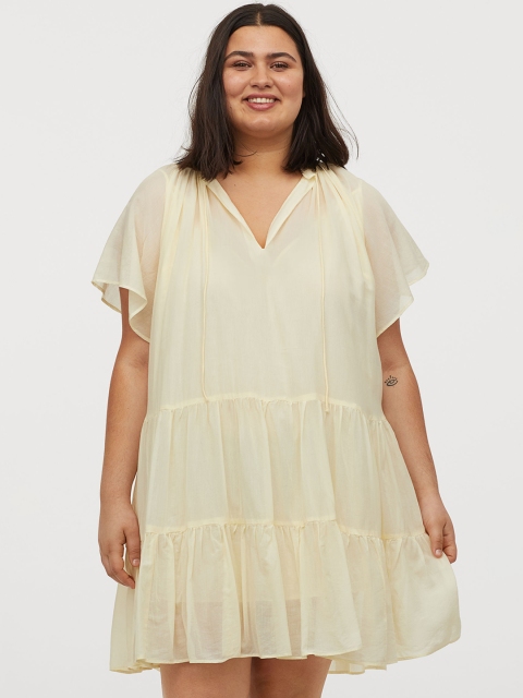 

H&M Women Yellow Solid Drop-Waist Dress