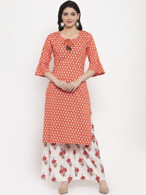 

ANAISA Women Coral Ethnic Motifs Printed Regular Kurta with Palazzos