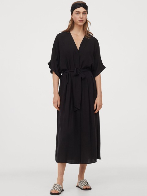 

H&M Women Black Solid Kaftan Dress