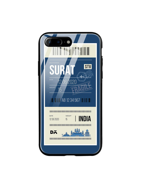 

DailyObjects Blue & White Surat City Tag iPhone 7 Plus Glass Case