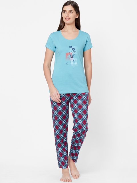 

Juliet Women Blue Printed Night suit