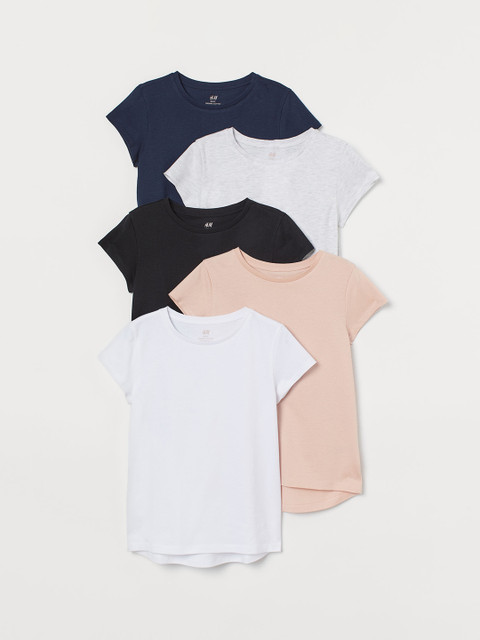 

HM Girls Multicolored 5-pack Cotton Tshirts, Multi