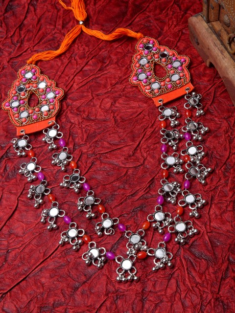 

Moedbuille German Silver Handcrafted Afghan Style Layered Necklace, Pink
