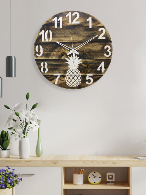 

Aura Coffee Brown Round Solid 30 cm Wooden Analogue Wall Clock
