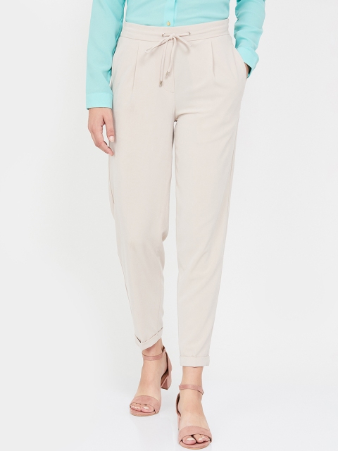 

CODE by Lifestyle Women Beige Regular Fit Solid Regular Trousers