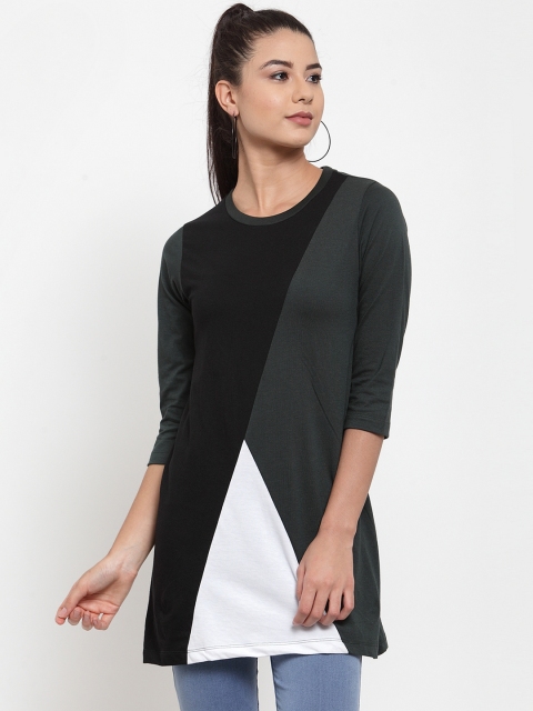 

Kalt Women's Green & Black Colourblocked Tunic