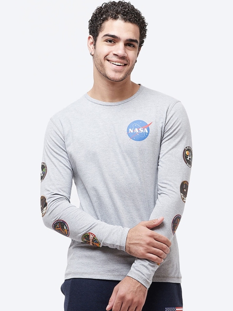 

Free Authority Men Grey NASA Printed Round Neck Pure Cotton T-shirt
