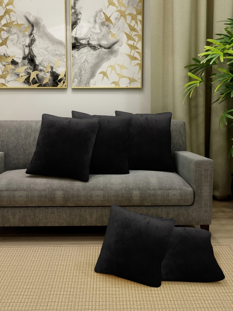 

KLOTTHE Set Of 5 Black Solid Square Cushions