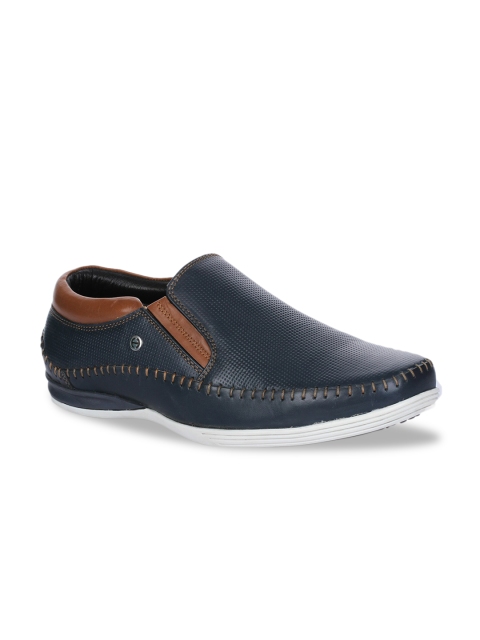 

Liberty Men Navy Blue & Brown Colourblocked Leather Loafers