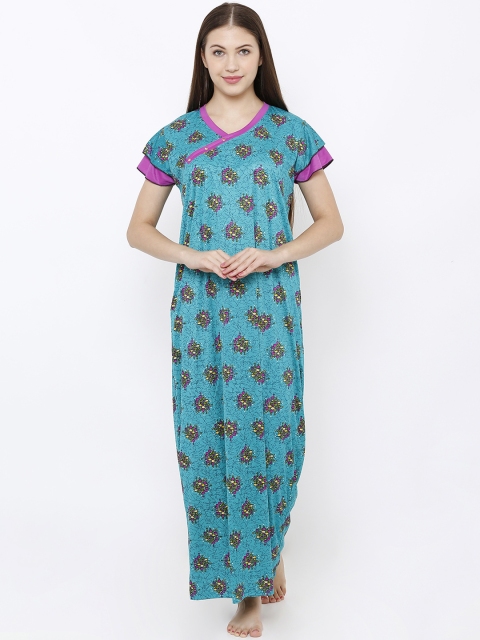 

Pretty Awesome Green & Purple Printed Nightdress