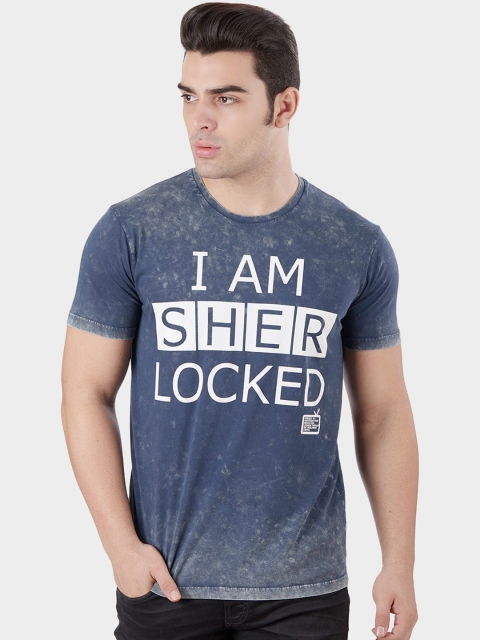

Free Authority Men Blue Printed Round Neck T-shirt