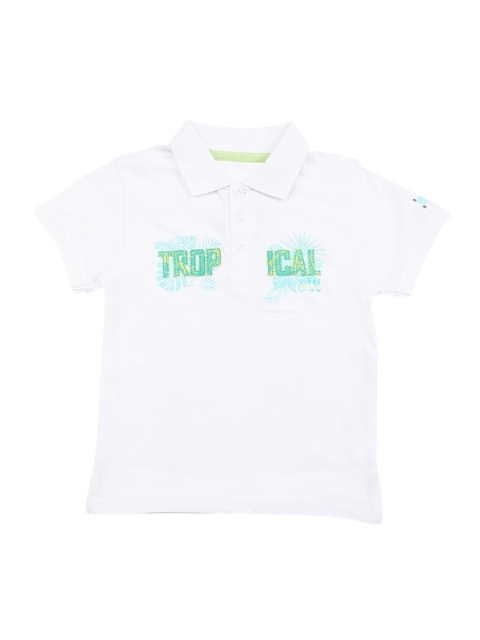 

armure Infant Boys White & Green Printed Polo Collar T-shirt