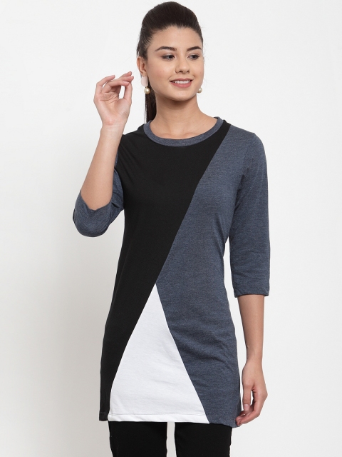 

Kalt Women Grey & Black Colourblocked Tunic