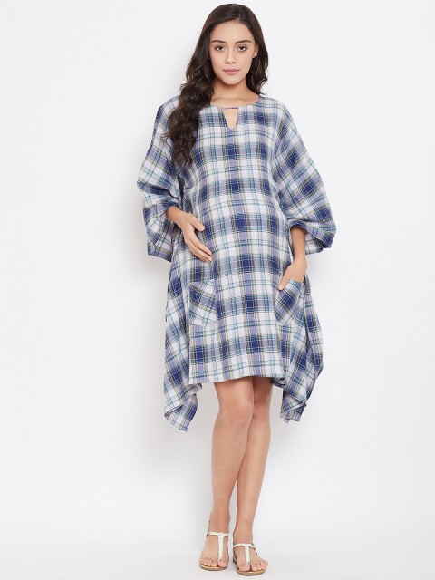 

The Kaftan Company Women Grey Checked Kaftan Dress