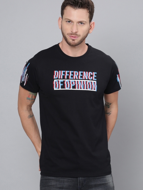 

Difference of Opinion Men Black Printed Round Neck T-shirt
