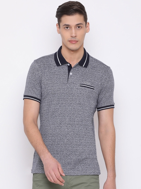 

Richlook Men Navy Blue Self Design Polo Collar T-shirt