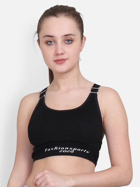 

Lebami Black Solid Non-Wired Lightly Padded Sports Bra 2020_Black_30C