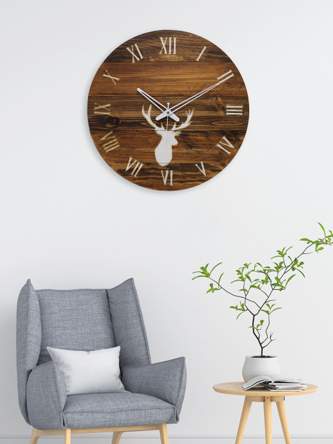 

Aura Brown & Grey Round Printed 38.1 cm Analogue Wall Clock