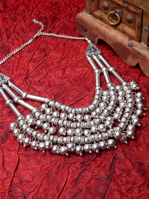 

Moedbuille Silver Handcrafted Multi Layered Design Antique Necklace