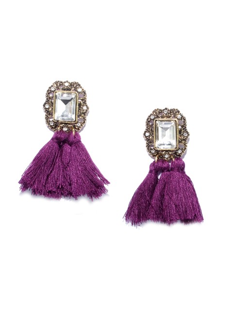 

Bellofox Maroon & Purple Contemporary Drop Earrings