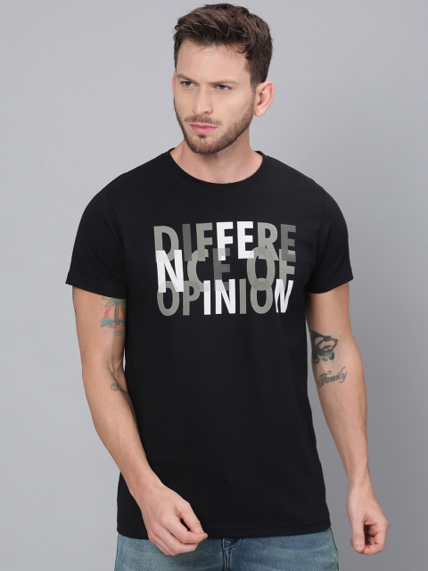 

Difference of Opinion Men Black Printed Round Neck T-shirt
