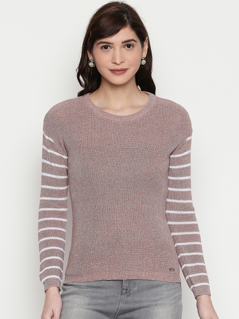 

Manola Women Brown Self Design Pullover Sweater