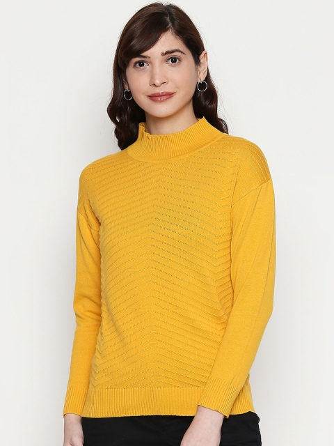 

Manola Women Yellow Self Design Knitted Top
