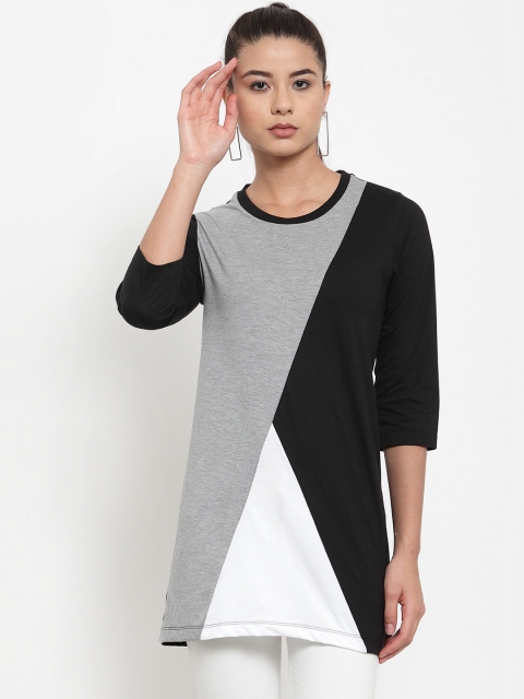 

Kalt Women's Grey Melange & White Colourblocked Tunic